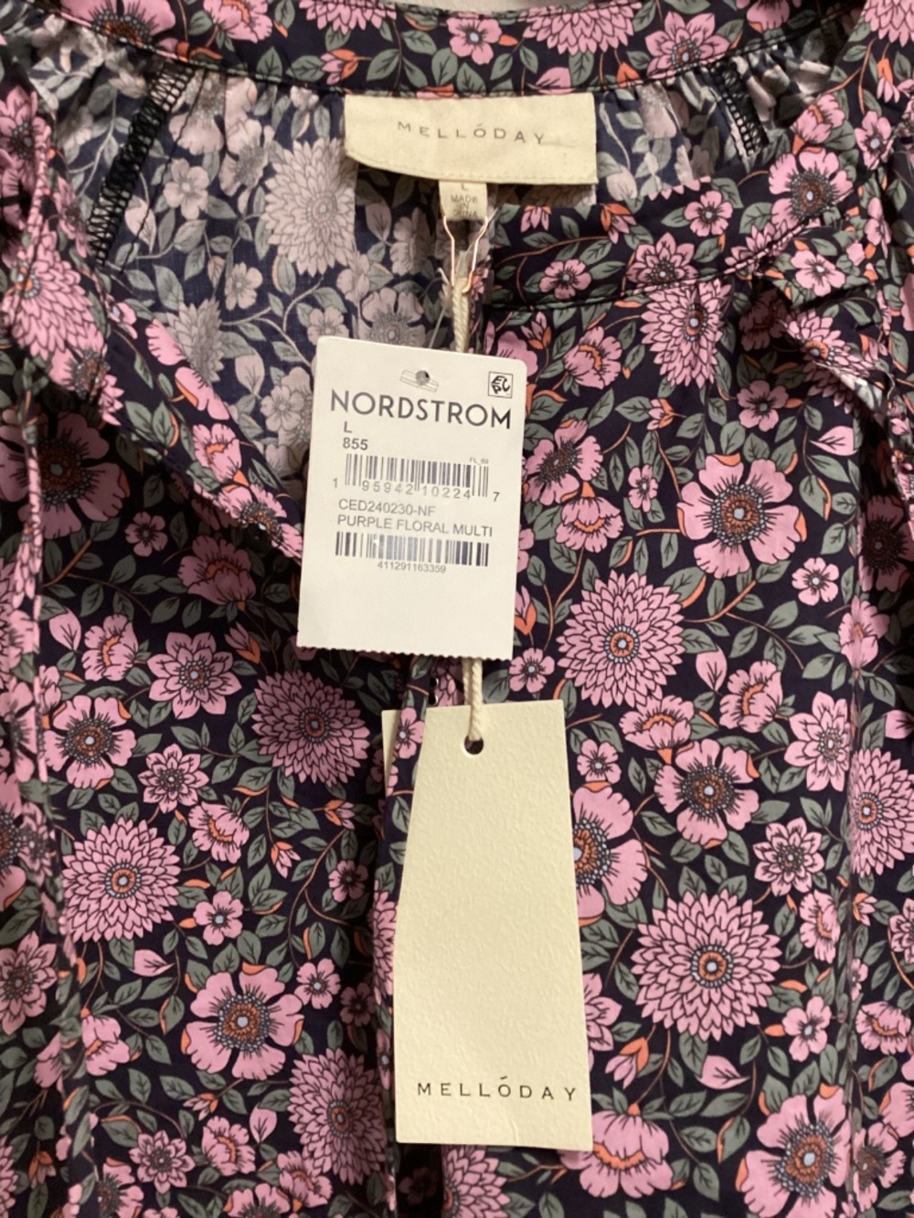 MELLODAY Floral Poplin Shift Dress, size L - Picture 4 of 9